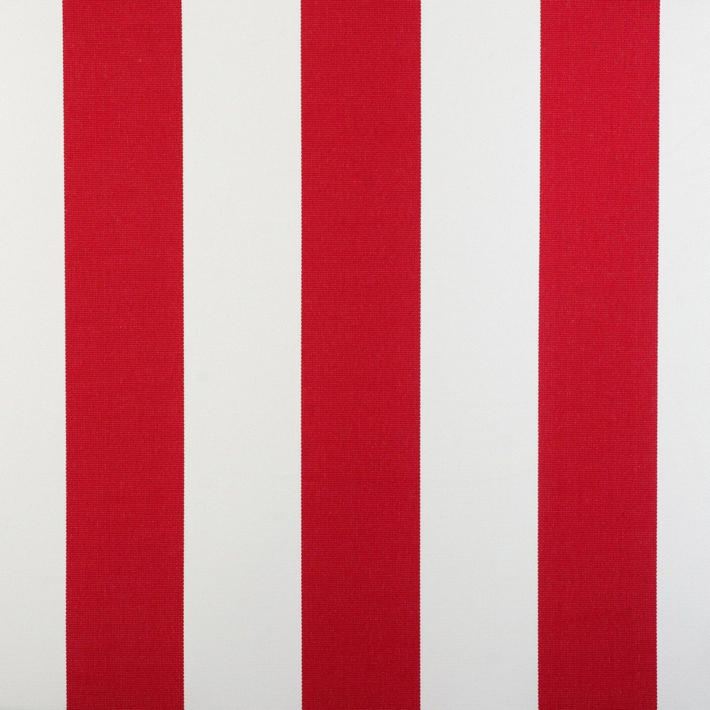 Bold red and white vertical striped outdoor fabric from the Sundowner Patium series.