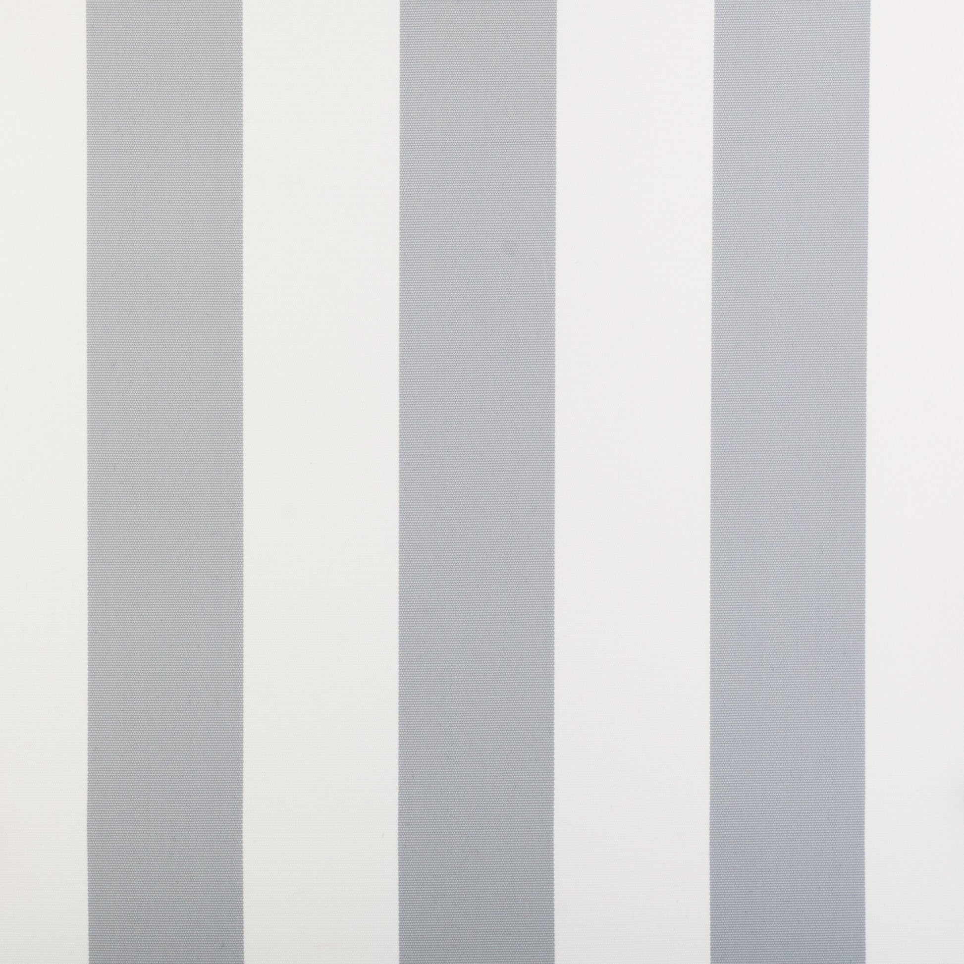 Light grey and white subtle stripe outdoor fabric offering stylish durability for patios and lounges.