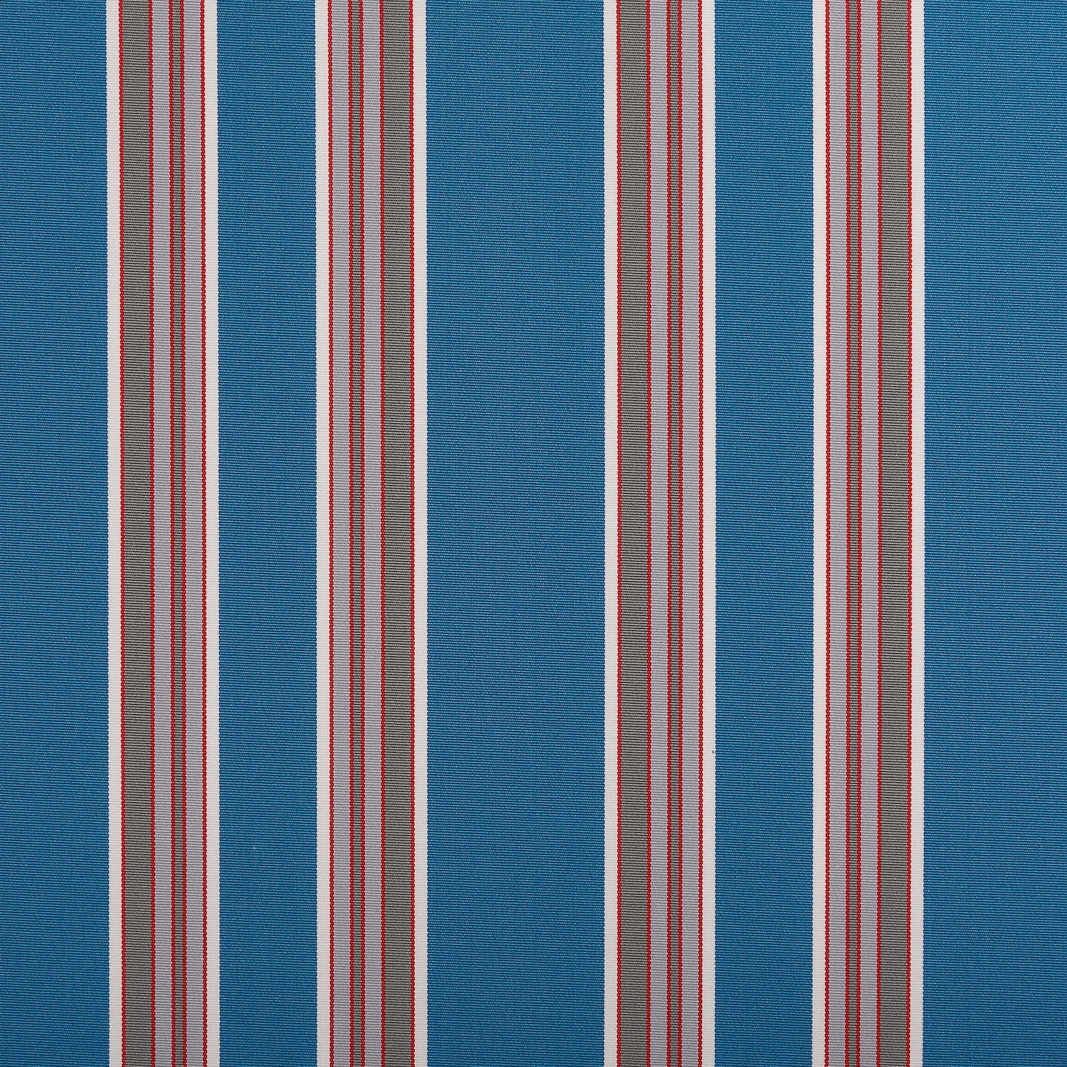 Kingfisher outdoor upholstery fabric – deep teal and neutral striped fabric designed for sun protection and lasting outdoor comfort.